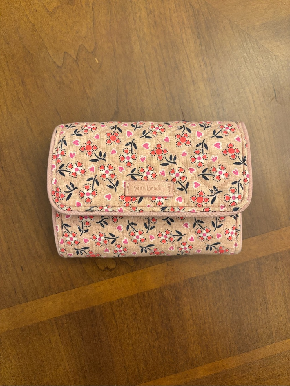 Vera Bradley Blush Pink Floral Quilted Trifold Wallet